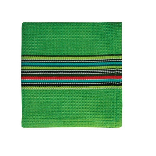 Mu Kitchen 6678-1324 Waffle Stripe Cotton Dish Cloth  Lime - Pack of 4