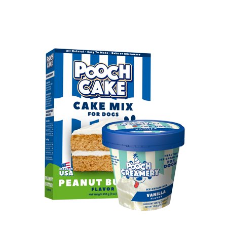 Pooch Creamery Vanilla Ice Cream & Peanut Butter Cake Mix.