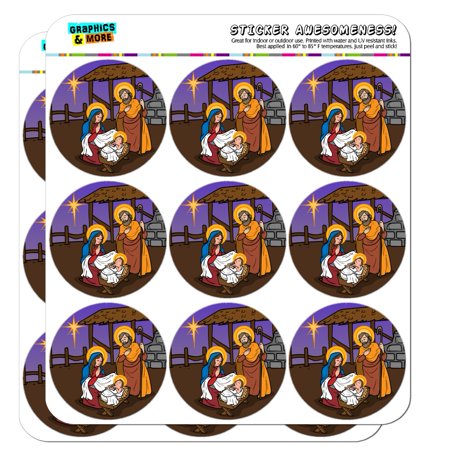Nativity Scene Baby Jesus Mary Joseph Christmas Christian Bible 2  Planner Calendar Scrapbooking Crafting Clear Stickers