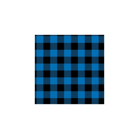 Blue Black Buffalo 6 1/2  X 6 1/2  Folded Size Luncheon  Plaid Napkins  Pack of 16