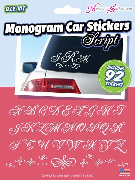 Monogram Script Car Stickers Value Kit
