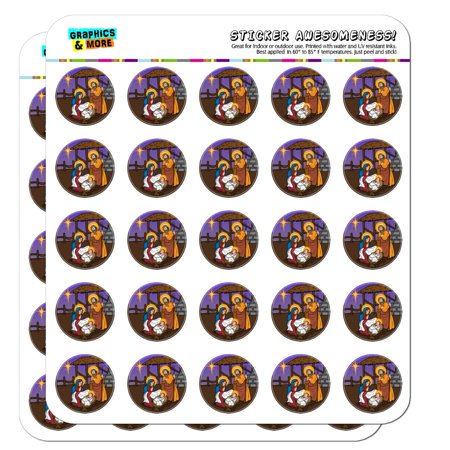 Nativity Scene Baby Jesus Mary Joseph Christmas Christian Bible 1  Planner Calendar Scrapbooking Crafting Clear Stickers