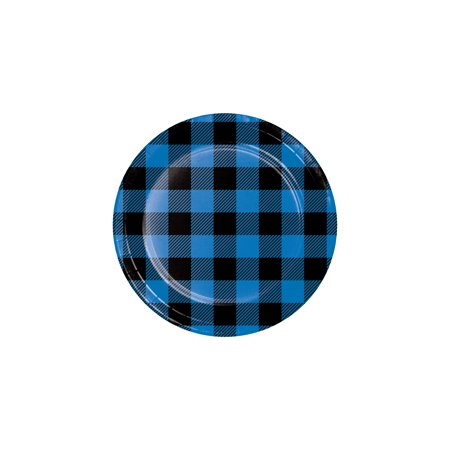 Blue Black Buffalo 7  Dia. Luncheon  Plaid Plate Pack of 8 6 Packs