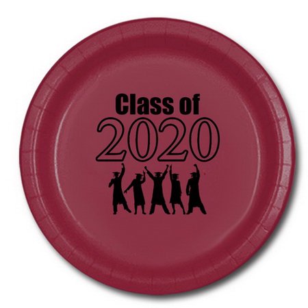 Partypro TQP-9598 2020 Burgundy Graduation Dinner Plate