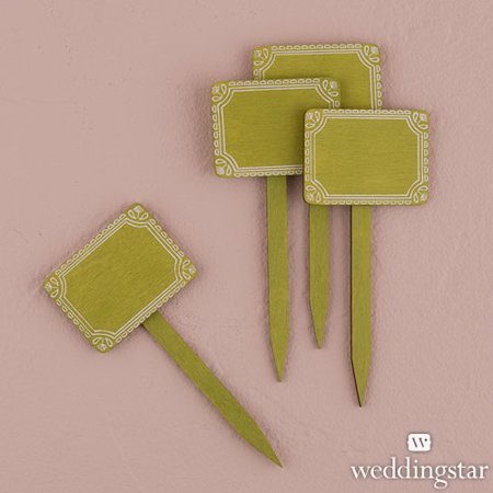 Weddingstar 9598-42 Miniature Wooden Decorative Stakes Leaf Green