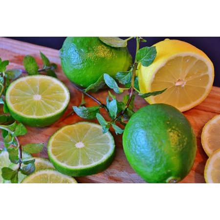 Canvas Print Lime Lemons Green Sour Citrus Fruit Vitamins Stretched Canvas 10 X 14