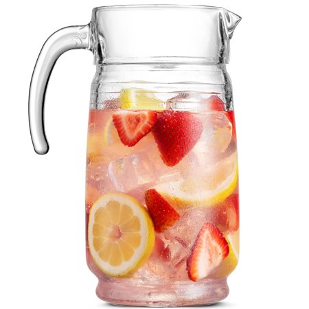 Lumientti 64 Oz Pitcher  Durable & Attractive Drinking Pitcher with Heavy Base- Lead-Free Glass Pitcher for Water, Juice, Wine, Beer & Cocktail - Dish