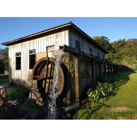 Path Stones Mill Water Nature Wheel Ride-20 Inch by 30 Inch Laminated Poster with Bright Colors and Vivid Imagery-Fits Perfectly in Many Attractive Fr