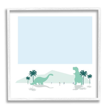 Stupell Industries Tourists Watching Dinosaurs Tropical Mountain Fantasy Landscape  24 X 24  Designed by Make Much Studios