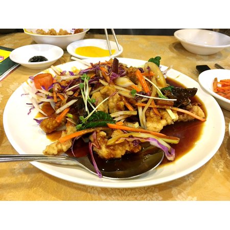 Canvas Print Sweet and Sour Pork Food Fry Meat Pig Meat Stretched Canvas 10 X 14