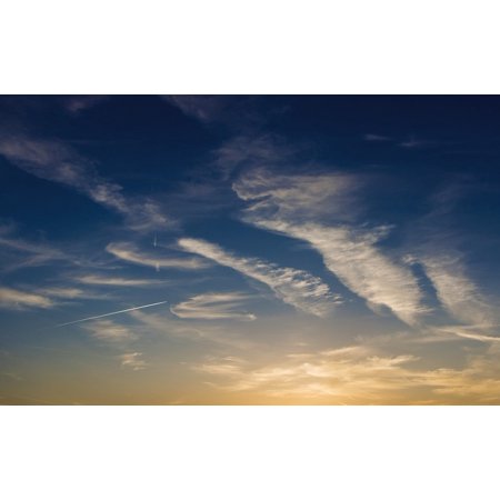The Golden Hour Orange Dark Blue Clouds Sunset-20 Inch by 30 Inch Laminated Poster with Bright Colors and Vivid Imagery-Fits Perfectly in Many Attract