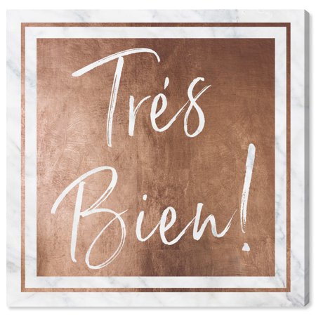 Oliver Gal 'Tres Bien Rose Gold' Typography and Quotes Wall Art Canvas Print - Pink, White