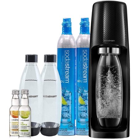 SodaStream Fizzi Sparkling Water Maker Bundle (Black), with CO2, BPA Free Bottles, and 0 Calorie Fruit Drops Flavors
