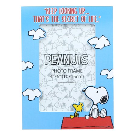 Silver Buffalo Peanuts Snoopy Woodstock Keep Looking up Photo Picture Frame  Blue  4 X 6 Inches