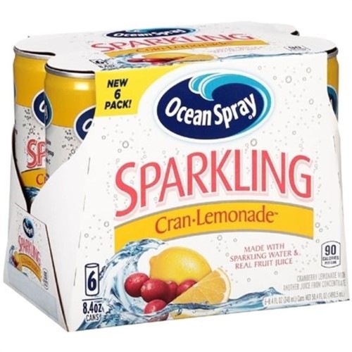 Ocean Spray Cranberries 22724 8.4 Oz Cran-Lemonade Sparkling Juices (Pack of 6)