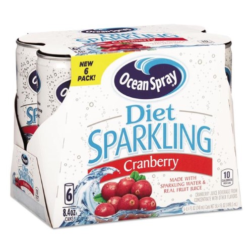 (24 Cans) Ocean Spray Sparkling Water, Diet Cranberry, 8.4 Fl Oz