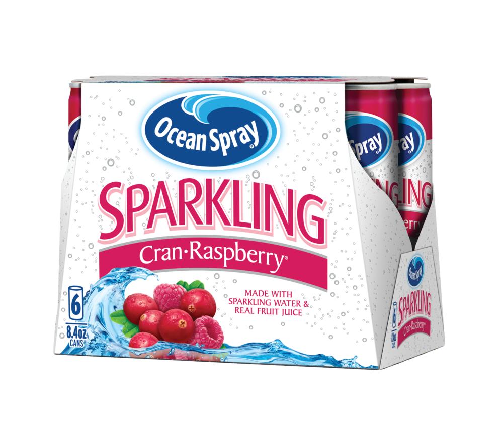 (24 Cans) Ocean Spray Sparkling Cranberry Raspberry, 8.4 Fl Oz