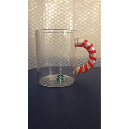Starbucks Holiday Mug Clear Glass Candy Cane Christmas Cup 12 Oz