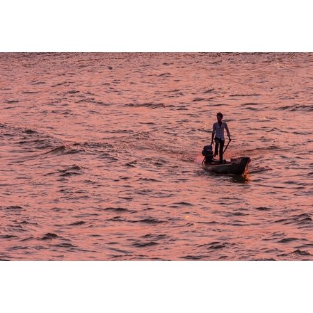 Mekong River Vietnam River Evening Sun Golden Hour-20 Inch by 30 Inch Laminated Poster with Bright Colors and Vivid Imagery-Fits Perfectly in Many Att
