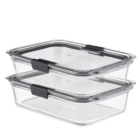 Rubbermaid Brilliance Glass Food Storage Containers  8-Cup Food Containers with Lids  2-Pack
