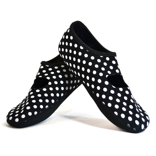 Nufoot 1136 Mary Janes Womens Shoes Black with White Polka Dots Small Fits Shoe Size 4-5