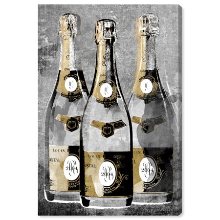 Runway Avenue Drinks and Spirits Wall Art Canvas Prints 'Golden Hour Party' Champagne - Gold, Black