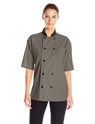 0494-6505 Uncommon Threads Womens Havana Chef Coat SS Mesh, Olive - Extra Large