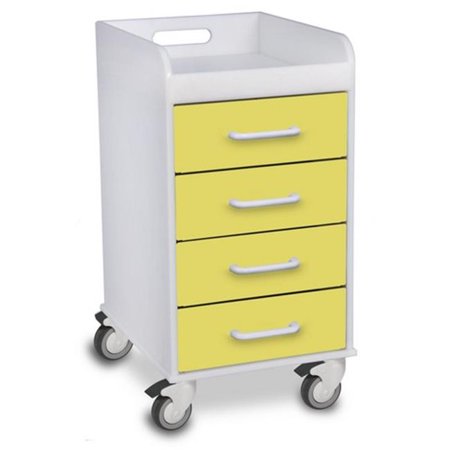 TrippNT 51082 Bright Idea Polyethylene Compact 4 Drawer Locking Cart - 14 X 27 X 19 in.