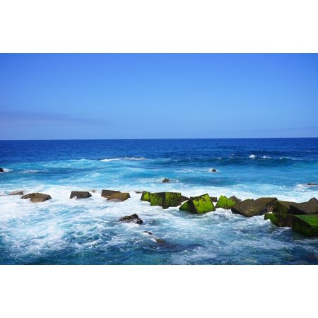 Canvas Print Spray Wave Breakwater Ocean Sea Inject Water Stretched Canvas 10 X 14