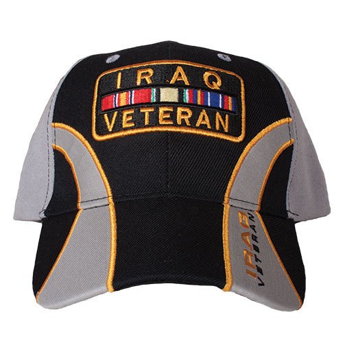 FoxOutdoor 78-4542 Embroidered Ball Cap Iraq Veteran Guard - Grey & Black