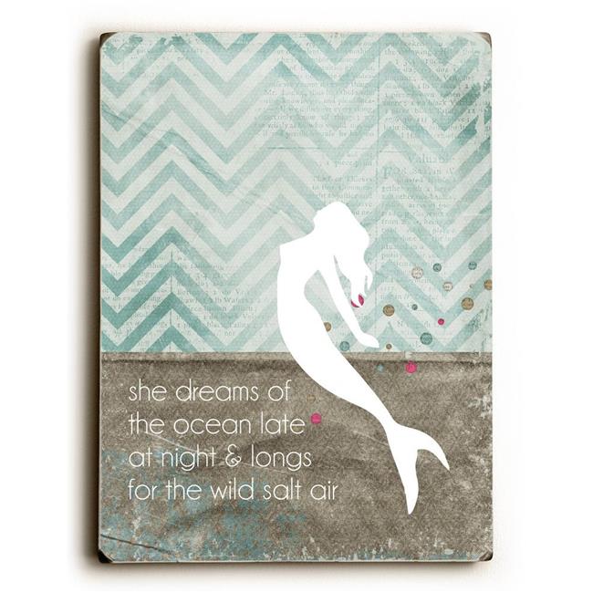 0004-4807-38 12 X 16 in. She Dreams Mermaid Planked Wood Wall Decor by Cheryl Overton