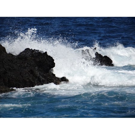 Canvas Print Wave Surf Sea Ocean Spray Water Wave Rock Stormy Stretched Canvas 10 X 14