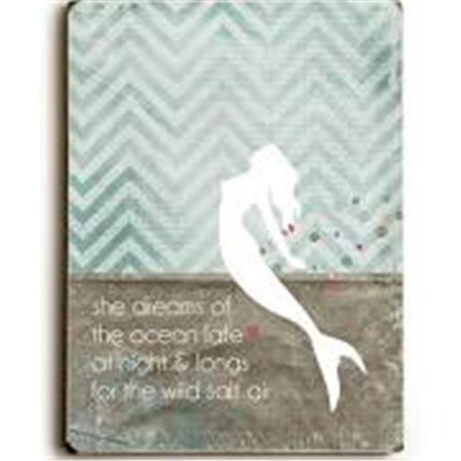 One Bella Casa 0004-4807-32 30 X 40 in. She Dreams Mermaid Planked Wood Wall Decor by Cheryl Overton