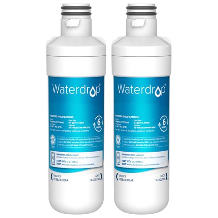 2 Pack Waterdrop LT1000P Refrigerator Water Filter, NSF Certified, Compatible with LT1000PC, MDJ64844601, ADQ74793501, ADQ74793502, Kenmore 46-9980, 9