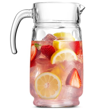 Lumientti 64 Oz Pitcher  Durable & Attractive Drinking Pitcher with Heavy Base- Lead-Free Glass Pitcher for Water, Juice, Wine, Beer & Cocktail - Dish