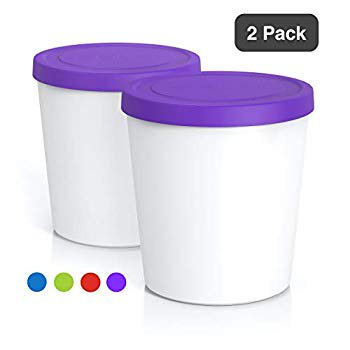 BALCI Premium Ice Cream Containers 2 Pack 1 Quart Each Perfect Freezer Storage Tubs with Lids for Ice Cream Sorbet and Gelato Purple