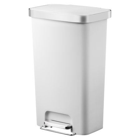 Better Homes & Gardens 11.9 Gallon Trash Can  Plastic Step on Kitchen Trash Can  White