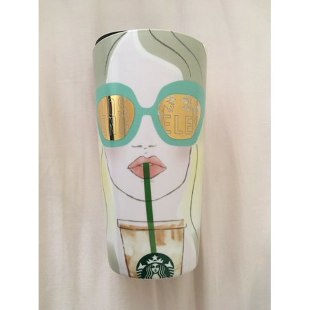 Starbucks Los Angeles Ceramic Travel Tumbler/Cup 12 Oz Woman with Sunglasses