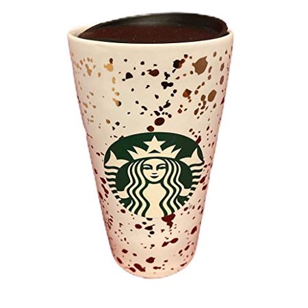 Starbucks 2019 Holiday Confetti Ceramic White and Gold 12 Ounce Beverage Tumbler