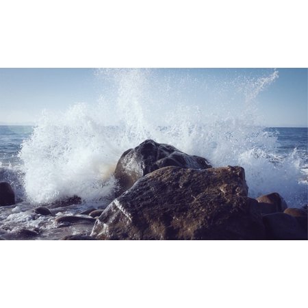 Canvas Print Wild Coast Wave Rock Nature Water Ocean Spray Stretched Canvas 10 X 14