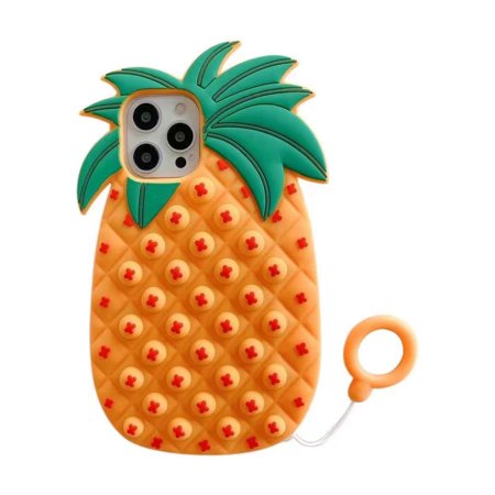 Silicone Pop Bubble Phone Case with Portable Ring Fidget Sensory Toy Cartoon Protective Cover for iPhone 12Pro/ Mini/11/X/7/8