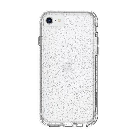 Photo 1 of Onn. Slim Rugged Phone Case for iPhone 6 6s 7 8 SE 2020 SE 2022 - Clear with Silver Glitter