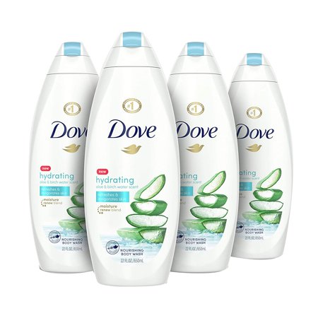 Dove Body Wash 100% Gentle Cleansers, Sulfate Free Hydrating Aloe AndBirch Bodywash Gives You Softer, Smoother Skin After Just One Shower 22 Oz4 Count