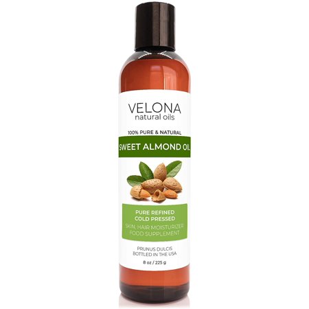 Velona USDA Certified Organic Sweet Almond Oil - 8 Oz | 100% Pure and Natural Carrier Oil | Refined  Cold Pressed | Skin  Hair  Body & Face Moisturizi