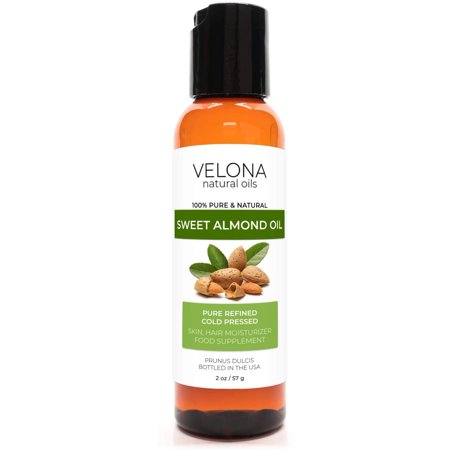 Velona USDA Certified Organic Sweet Almond Oil - 2 Oz | 100% Pure and Natural Carrier Oil | Refined  Cold Pressed | Skin  Hair  Body & Face Moisturizi
