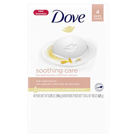 Dove  Soothing Care Moisturizing Beauty Bar for Sensitive Skin with Calendula Oil Effectively Washes Away Bacteria Hydrating and Replenishing Skin Car