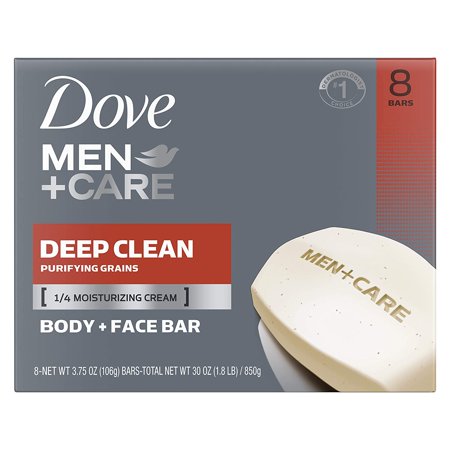 Dove Men+Care Body and Face Bar More Moisturizing Than Bar Soap Deep CleanEffectively Washes Away Bacteria, Nourishes Your Skin 3.75 Oz 8 Bars