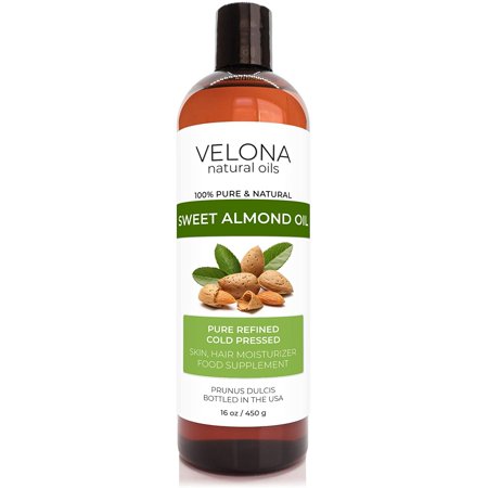 Velona USDA Certified Organic Sweet Almond Oil - 16 Oz | 100% Pure and Natural Carrier Oil | Refined  Cold Pressed | Skin  Hair  Body & Face Moisturiz