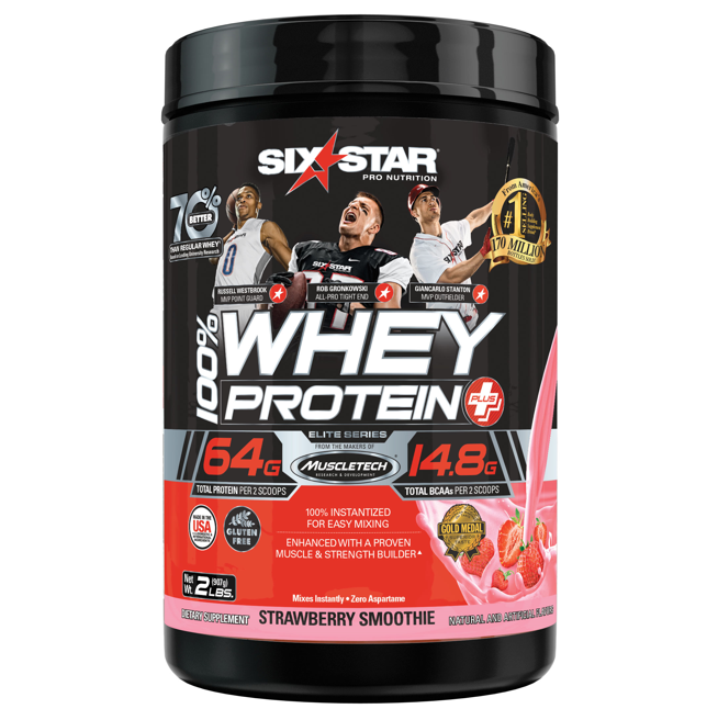 Six Star Pro Nutrition 100% Whey Protein Powder  32g Ultra-Pure Whey Protein  Strawberry  2lbs