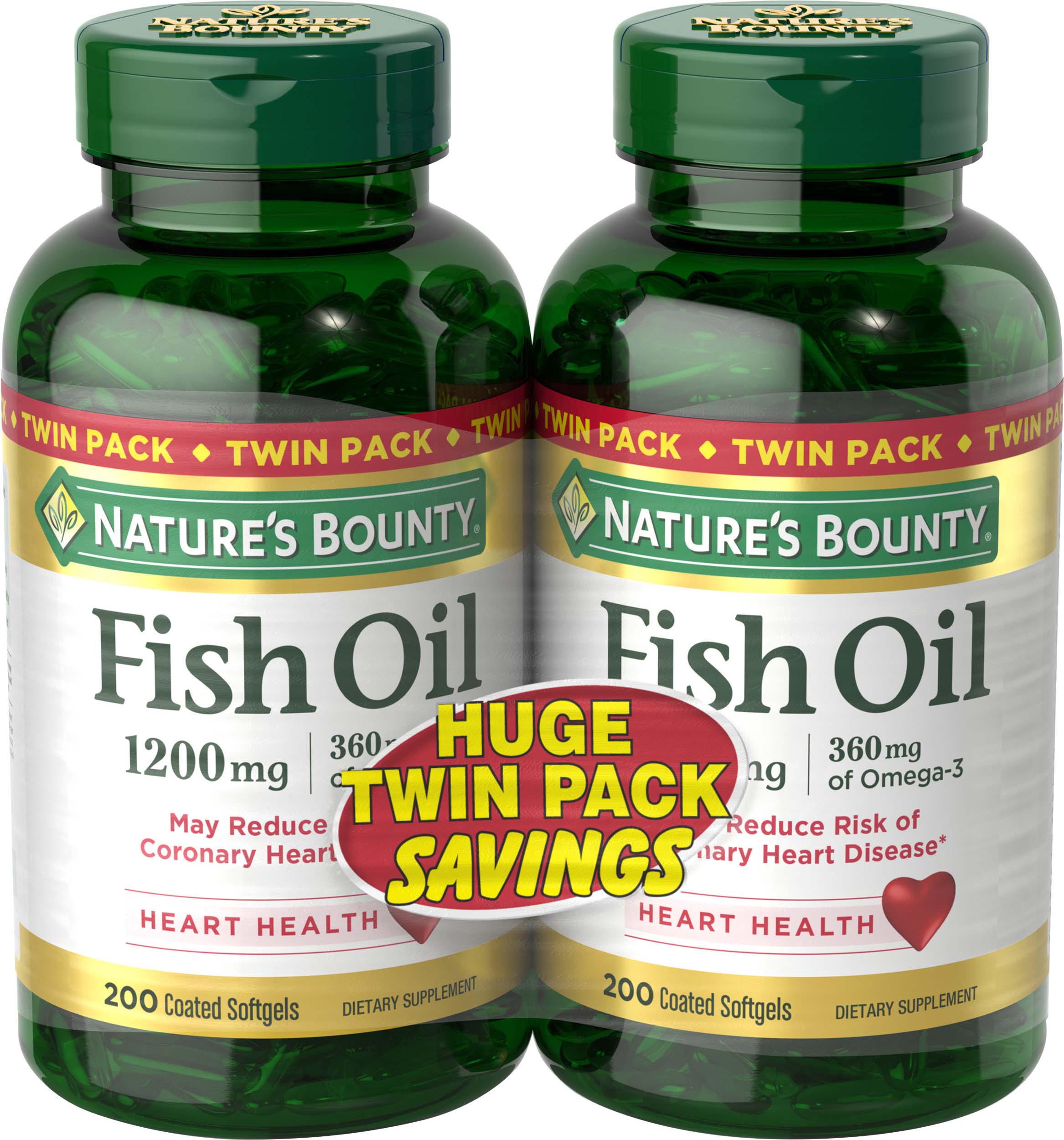 Nature's Bounty, Fish Oil, 1200 Mg, 6 X (200 Softgels + 200 Softgels)